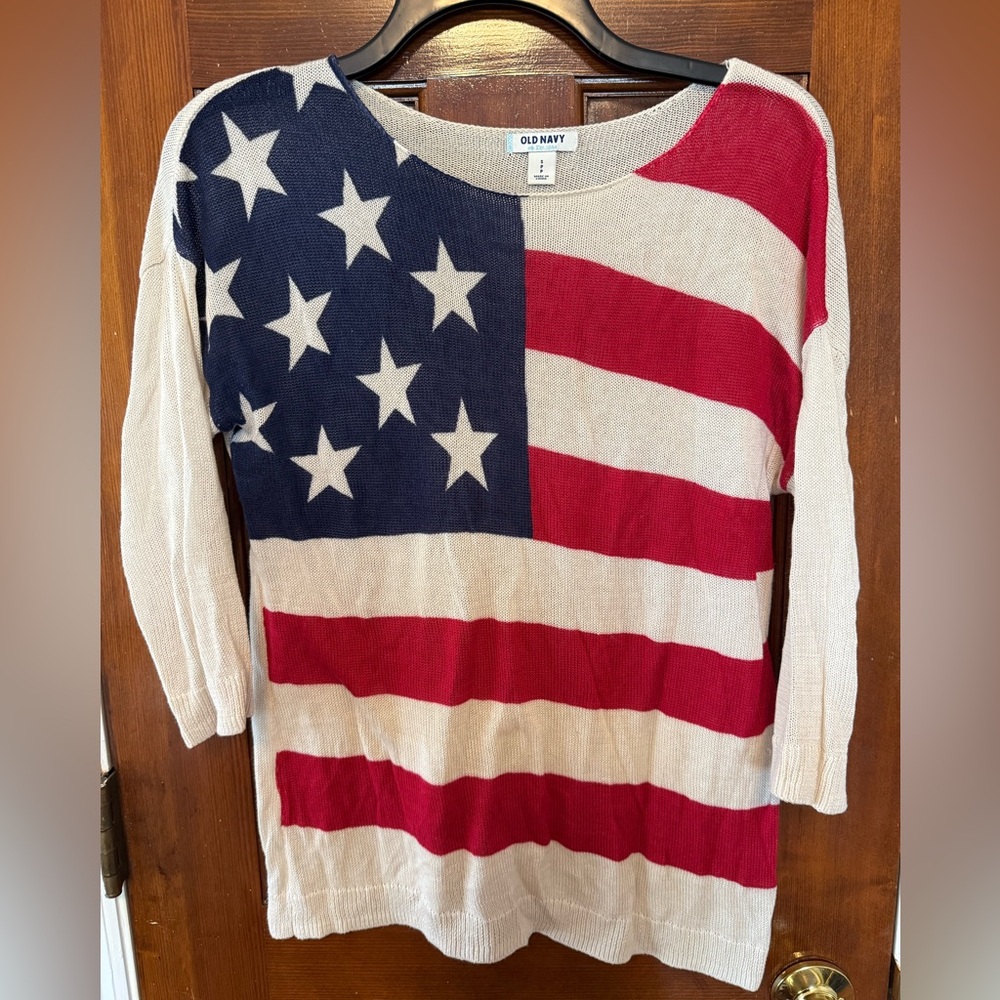 Knit Sweater with American Flag Design